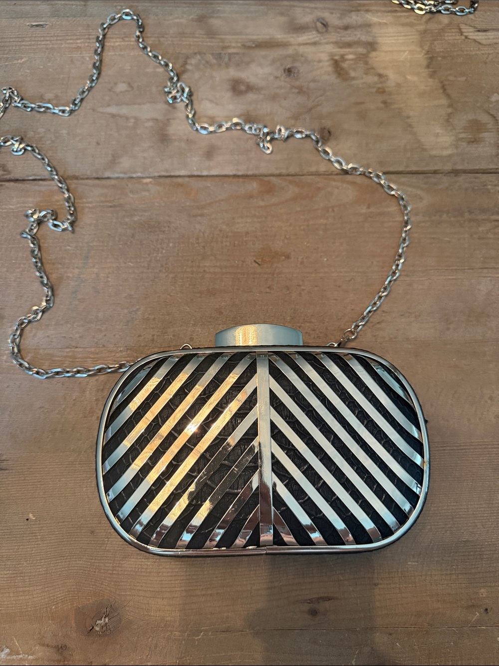 Stylish Black & Silver Women’s Crossbody Clutch